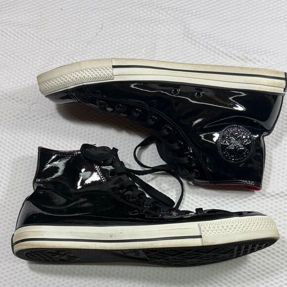 Converse Patent Leather Black and Red High-Top Sneakers Mens 10 Womens 12 Unisex main image 5